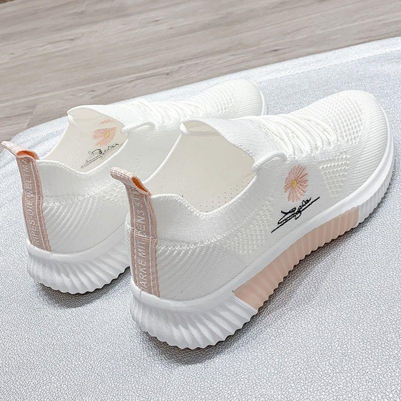 Sommer Damenschuhe Fly Weaving Mesh Sport Kleine weiße Schuhe Atmungsaktive Hundert Freizeitschuhe Damen Laufschuhe mit weicher Unterseite 40 rosa von Joom DACH