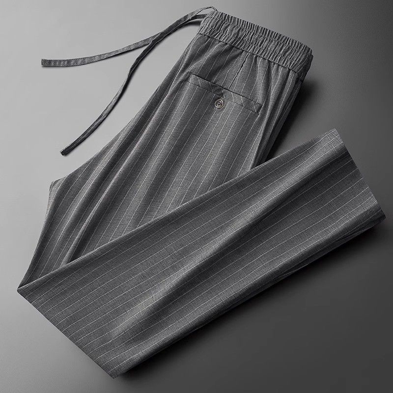 Sommer Dünne Vertikal Gestreifte Sporthose Gerades Bein Hose Herren Kordelzug Freizeithose Lässige Vielseitige Hose XL von Joom DACH