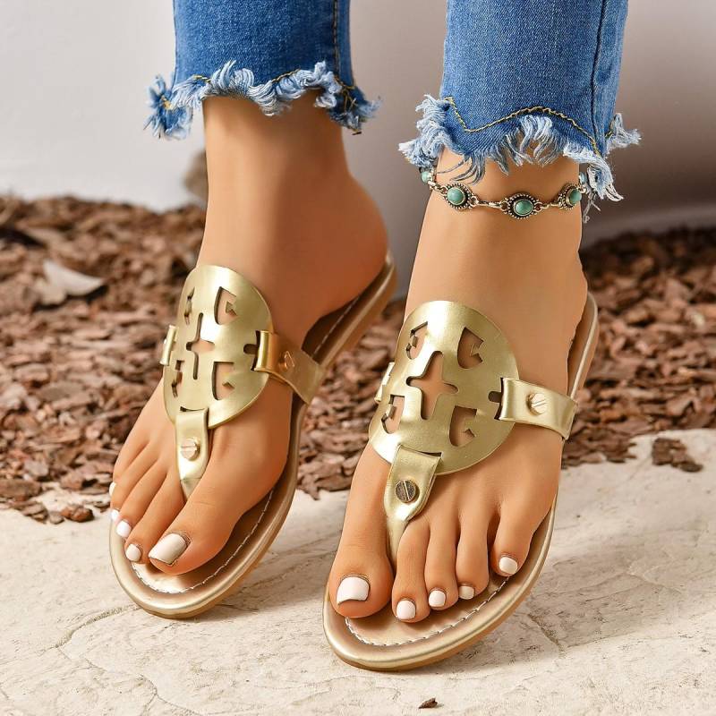 Sommer Flache Sandalen Frauen Schuhe Cut Out Slipppers Frau Casual Schuhe Flip Flops Thong Beach Slides 37 von Joom DACH