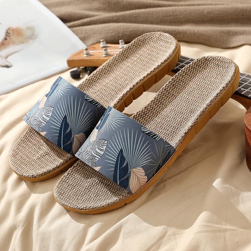 Sommer Flachs Hausschuhe Mode Frauen Männer Leinen Slip auf Hausschuhe Indoor Hause Anti-Rutsch Hausschuhe Mode Strand Sandalen Slide 35 von Joom DACH