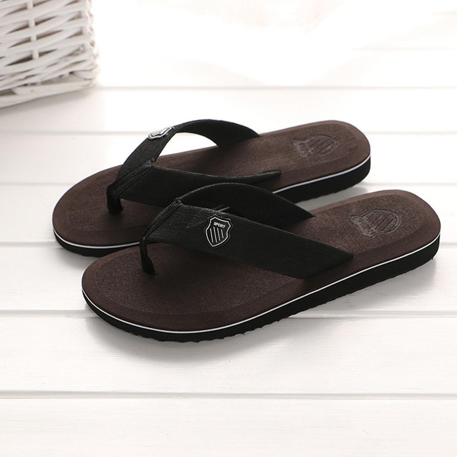 Sommer-Flip-Flops für Herren, Hausschuhe, Strandsandalen, Freizeitschuhe für drinnen und draußen 43 braun von Joom DACH