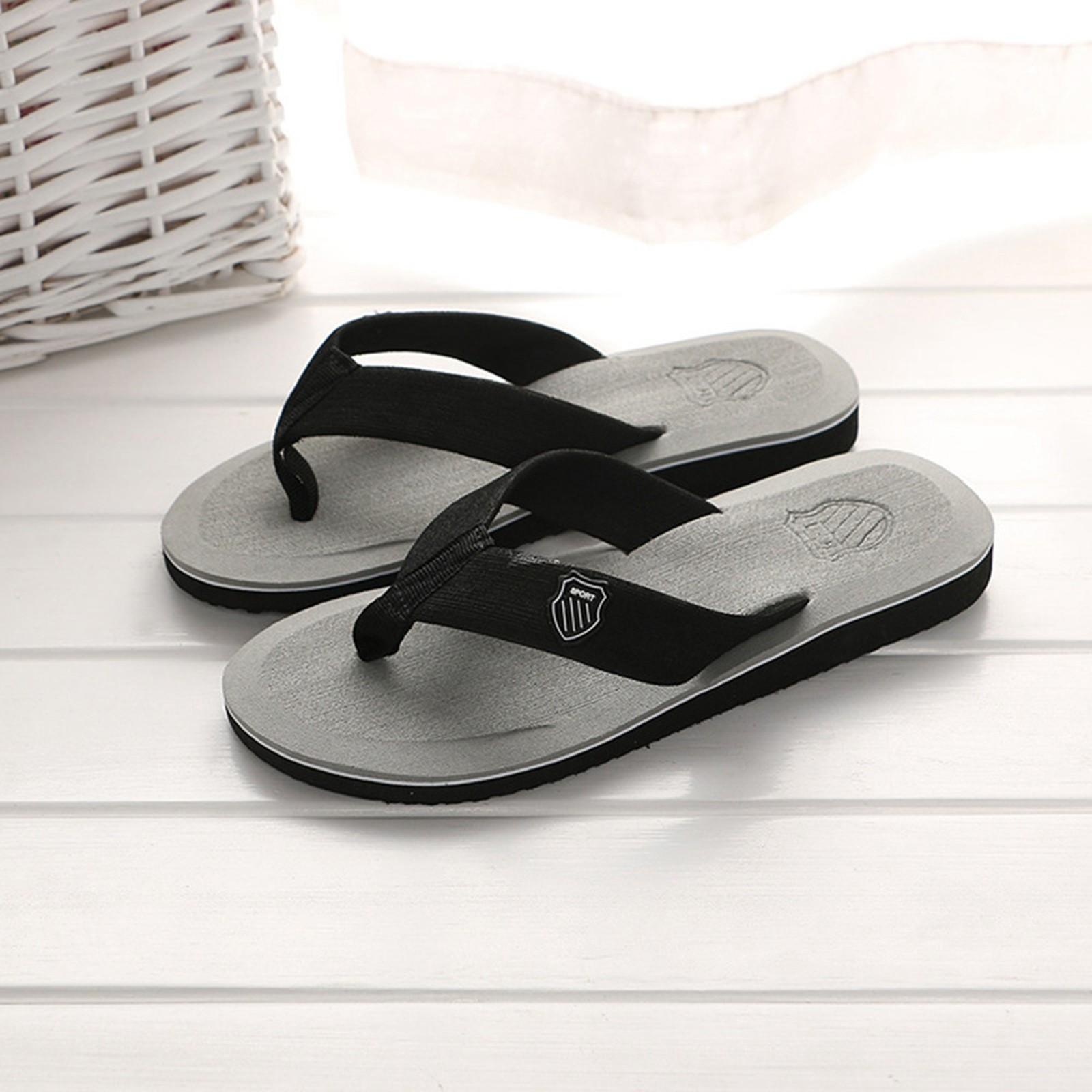 Sommer-Flip-Flops für Herren, Hausschuhe, Strandsandalen, Freizeitschuhe für drinnen und draußen 43 graue von Joom DACH