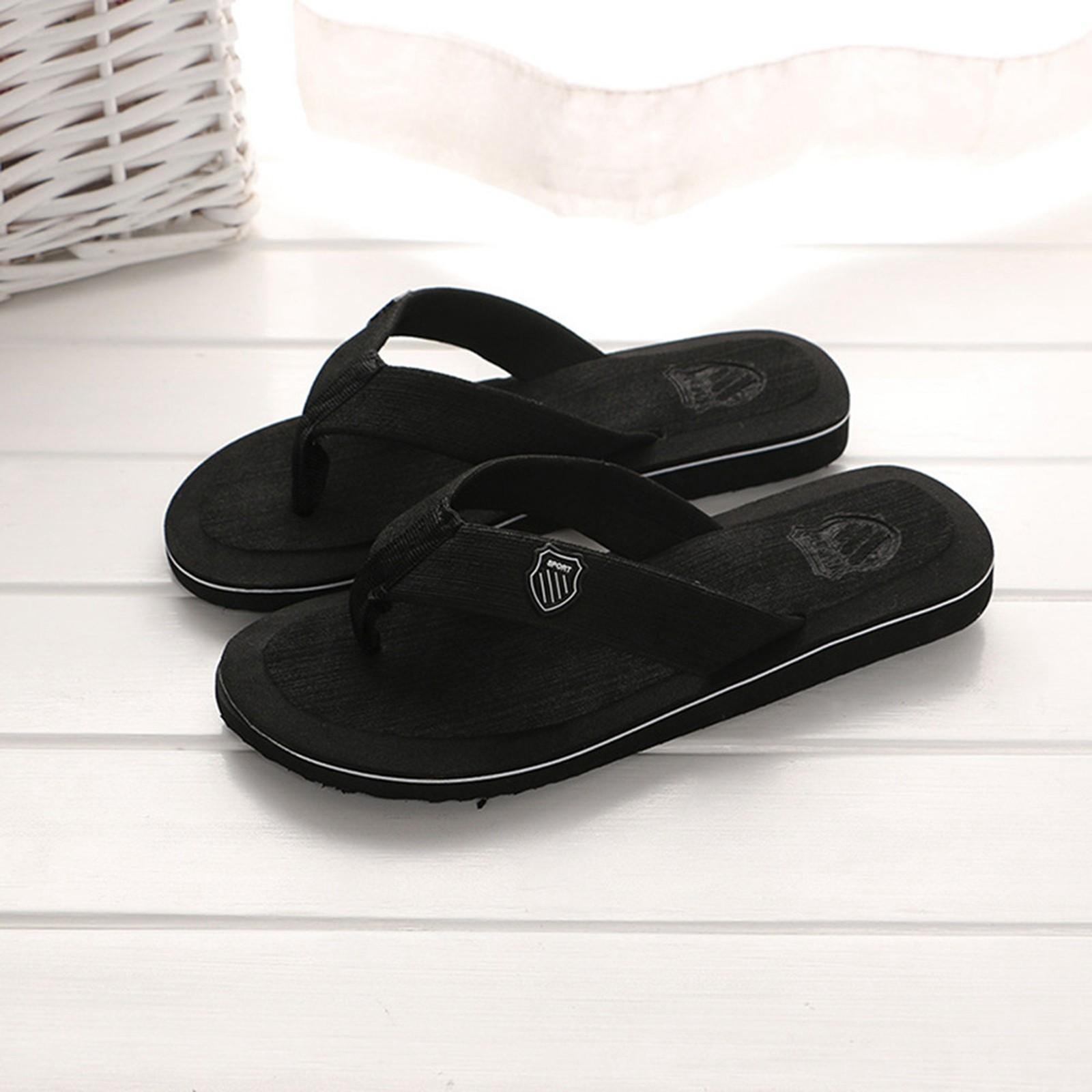 Sommer-Flip-Flops für Herren, Hausschuhe, Strandsandalen, Freizeitschuhe für drinnen und draußen 44 schwarz von Joom DACH