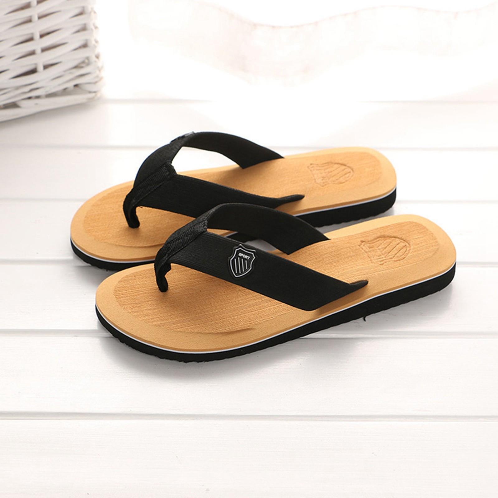 Sommer-Flip-Flops für Herren, Hausschuhe, Strandsandalen, Freizeitschuhe für drinnen und draußen 44 khaki von Joom DACH