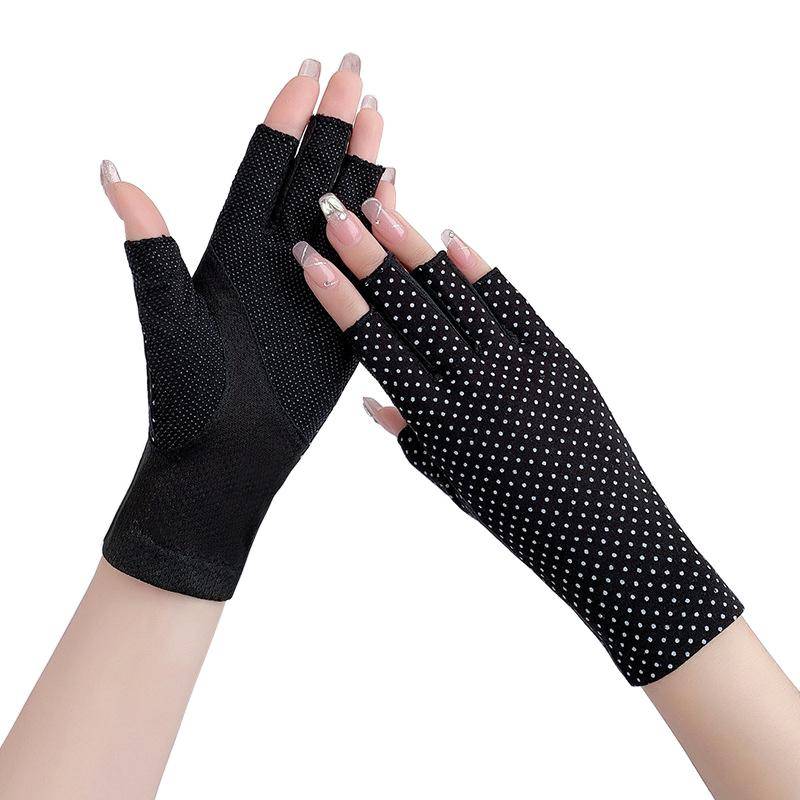 Sommer Frauen Dünne Baumwolle Finger Handschuhe Radfahren Nicht-slip Atmungsaktive Sonnencreme Elastizität Half Finger Fahren Handschuhe One Size schwarz von Joom DACH