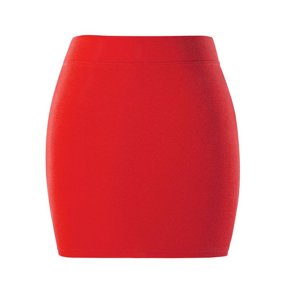 Sommer Frauen Grundlegende Rock Paket Hüfte Rock Mini Elastische Bleistift Röcke Büro Dame Drapierte Schlank Business Plus Größe Ein schritt Rock 3XL rot/orange von Joom DACH
