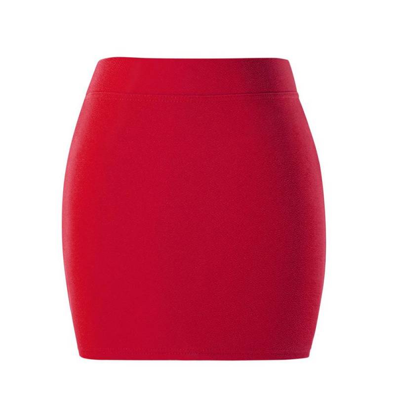 Sommer Frauen Grundlegende Rock Paket Hüfte Rock Mini Elastische Bleistift Röcke Büro Dame Drapierte Schlank Business Plus Größe Ein schritt Rock 4XL rot von Joom DACH