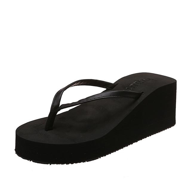 Sommer Frauen Keil Heels Clip auf Sandalen Casual Oberbekleidung Mode Haus Hausschuhe Hohen Dicken Sohlen Flip-Flops Indoor 37 schwarz von Joom DACH