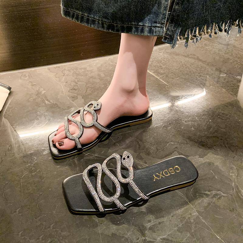 Sommer Frauen Rutschen Schwarz Weiß Designer Marke Mode Frau Flache Absätze Offene Zehen Hausschuhe Haus Flip Flop Kausalen Sandalen Heiß 35 schwarz von Joom DACH