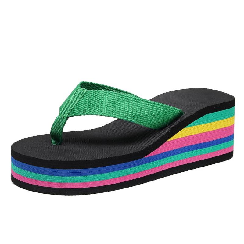 Sommer Frauen Schuhe Bad Slipper Hause Toepost Flip-Flops Strand Plattform Schuhe 37 grün von Joom DACH