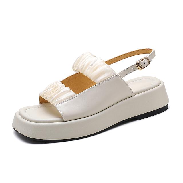 Sommer Frauen Schuhe Frauen Sandalen Plattform Ferse Echtes Leder Block Ferse Flache Mit Sandalen Heels Kuh Leder 34 von Joom DACH