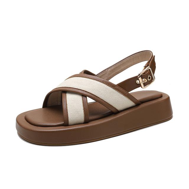 Sommer Frauen Schuhe Frauen Sandalen Plattform Ferse Echtes Leder Block Ferse Flache Mit Sandalen Heels Kuh Leder 38 braun von Joom DACH