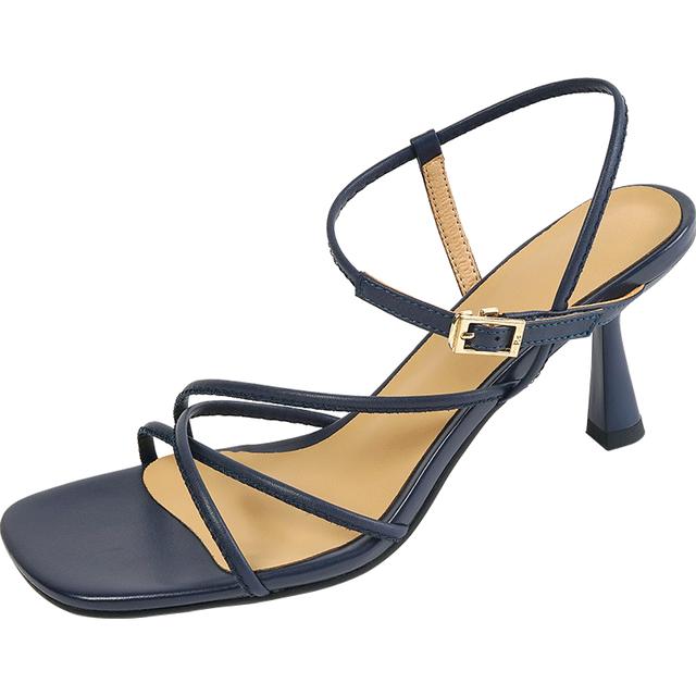 Sommer Frauen Schuhe Schaffell Leder High Heel Sandalen Für Frauen Casual Solide Gladiator Frauen 39 blau von Joom DACH