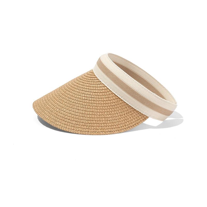 Sommer Frauen Stroh Hut Weiche Falten Sonnenhüte Breiter Krempe Leere Top Damen Outdoor Strand Panama Kappen Pferdeschwanz Eimer Hut 46-56cm kaffeebraun von Joom DACH