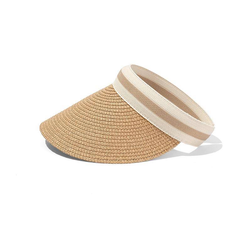 Sommer Frauen Stroh Hut Weiche Falten Sonnenhüte Breiter Krempe Leere Top Damen Outdoor Strand Panama Kappen Pferdeschwanz Eimer Hut 46-56cm kaffeebraun von Joom DACH