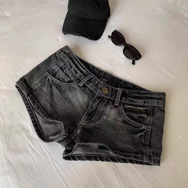 Sommer Frauen Y2k Streetwear Gyaru Harajuku Mode Grunge Vintage Coquette Low Rise 2000s Jean Shorts Denim Hot Pants Japanischen S schwarz von Joom DACH