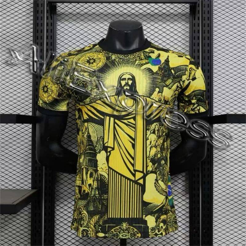 Sommer-Fußballtrainings-T-Shirt, Brasilien-Sonderedition, Jesus Schwarz-Weiß-Sport-Casual-T-Shirt für Herren für Kinder S von Joom DACH