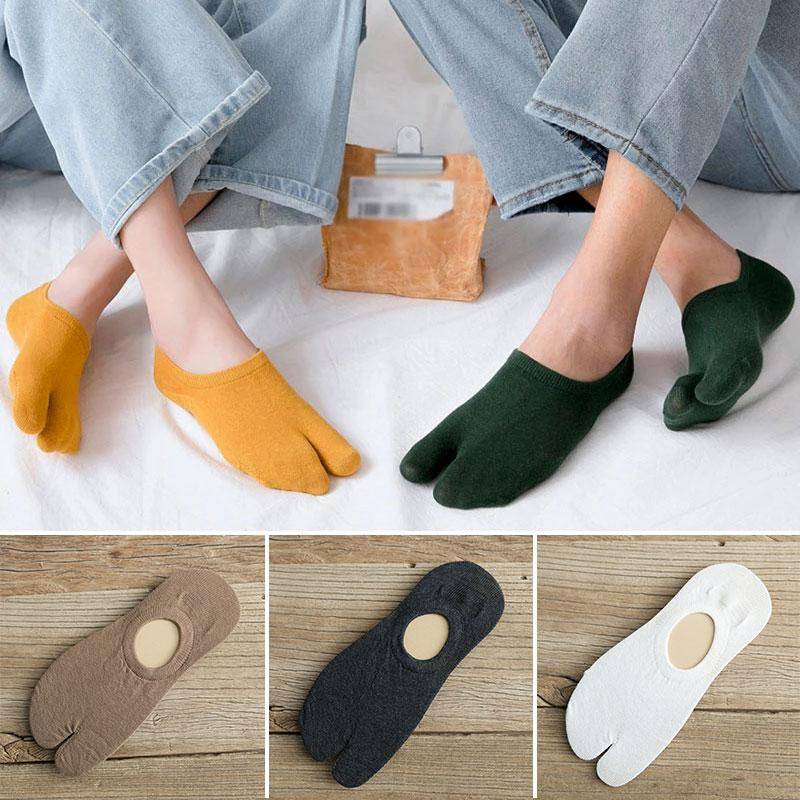 Sommer Gekämmte Baumwolle Paar Tabi Socken Solide Komfortable Atmungsaktive Zwei Zehen Socken Frauen Männer Nicht-slip Unsichtbare Low Cut boot Socke IPC schwarz von Joom DACH