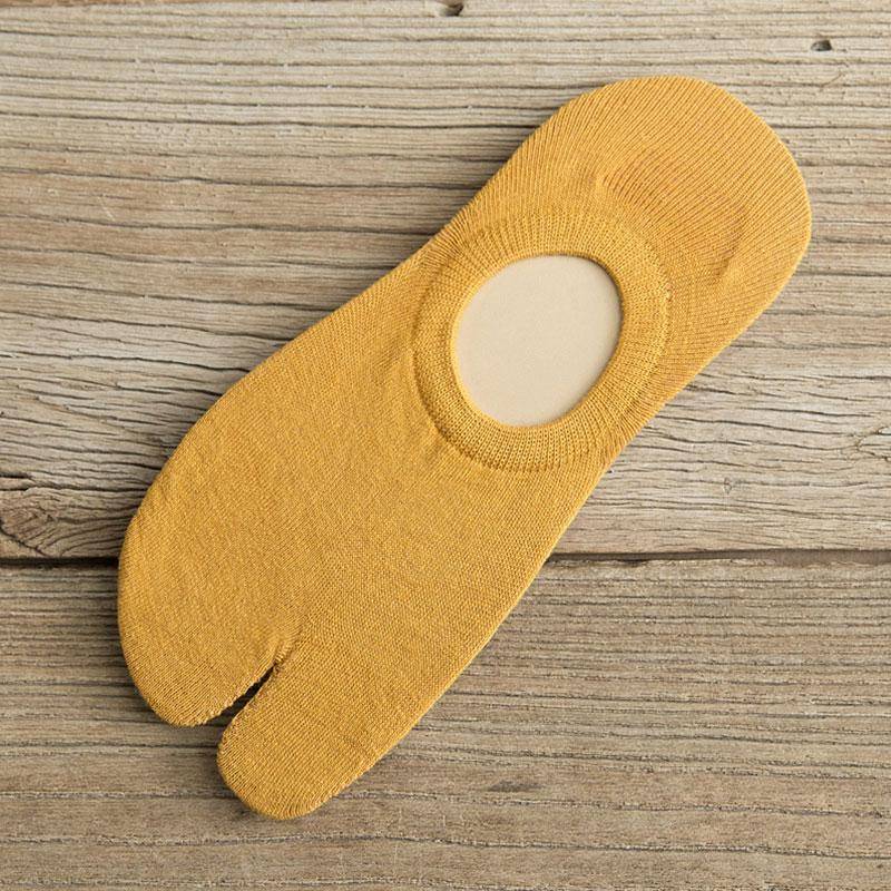 Sommer Gekämmte Baumwolle Paar Tabi Socken Solide Komfortable Atmungsaktive Zwei Zehen Socken Frauen Männer Nicht-slip Unsichtbare Low Cut boot Socke gelb von Joom DACH