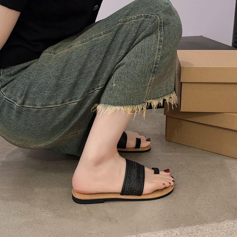 Sommer Gladiator Damen Hausschuhe Mode Elegant Weiche Sohle Ballerinas Pantoletten Schuhe Damen Lässig Strand Flip Flops Sandalen 40 schwarz von Joom DACH