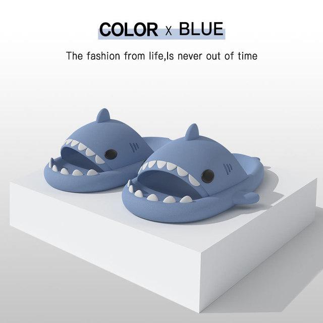 Sommer Hausschuhe Weibliche Schöne Shark Form Rutschen Frauen Schuhe Flip-Flops Männer Paare Cartoon EVA 42-43 blau von Joom DACH