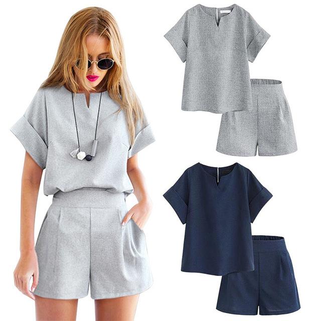 Sommer Herbst Frauen Zwei Stück Set Casual Polyester Tops + Kurze Soild Weibliche Büro Plus Größe Anzug Set Kurzarm sets XXXXXL dunkelblaue Sommer Herbst Frauen Zwei Stück Set Casual Polyester Tops + Kurze Soild Weibliche Büro Plus Größe Anzug Set Kurzarm sets XXXXXL dunkelblaue von Joom DACH