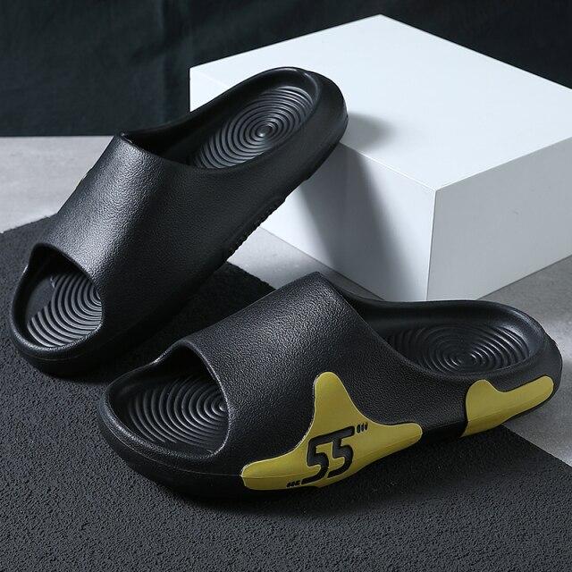 Sommer Herren Hausschuhe Pantoletten Schuhe Herren Damen Paare Draußen Dicke Sohle Rutschfeste Sohle Lässig Badezimmer Strand Zuhause Hausschuhe 37-38(fit36-37) schwarz von Joom DACH