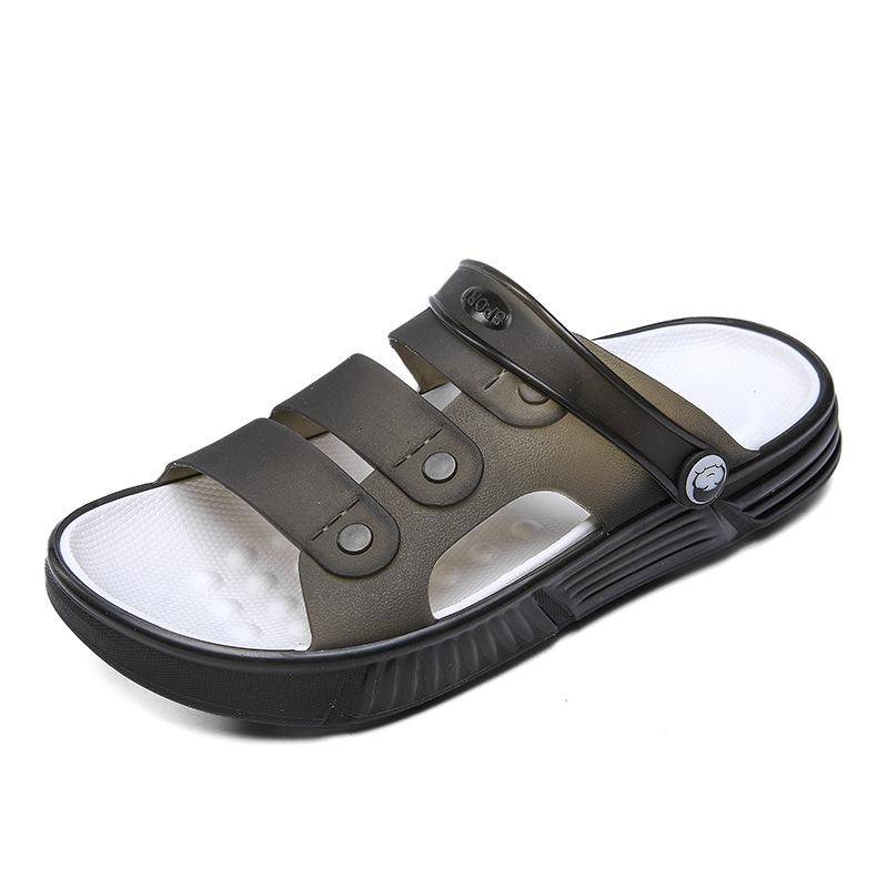 Sommer Herren Hausschuhe mit dicker Sohle und weicher Sohle, Übergröße, Oberbekleidung, modische Sport-/Strand-Hausschuhe 45 schwarz von Joom DACH