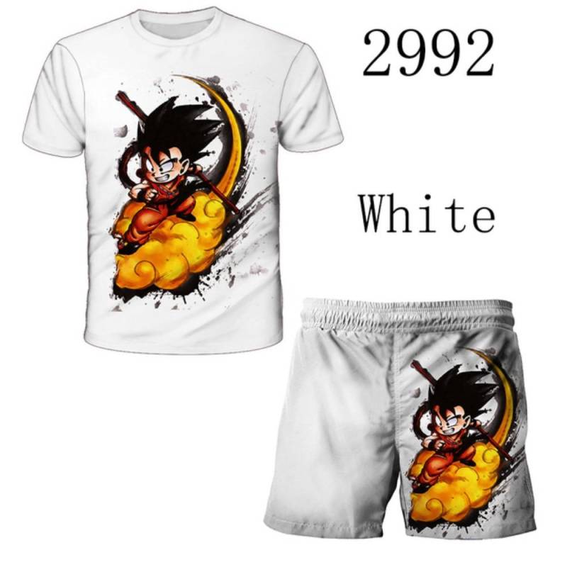 Sommer Herren Japanischer Anime Dragon Ball Kinder T-Shirt und Shorts Zweiteiler Super Mario 3D Gedrucktes Kinder Jungen und Mädchen Set L von Joom DACH