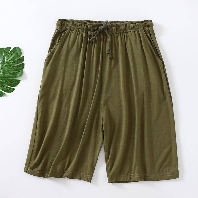 Sommer Herren Lose Shorts Dünne Elastizität Atmungsaktiv Stretch Schnell Trocknend Casual Plus Größe Pyjama Hosen Strand Shorts XXL armee grüne von Joom DACH