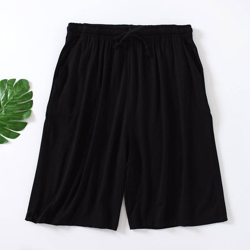 Sommer Herren Lose Shorts Dünne Elastizität Atmungsaktiv Stretch Schnell Trocknend Casual Plus Größe Pyjama Hosen Strand Shorts XXXL schwarz von Joom DACH
