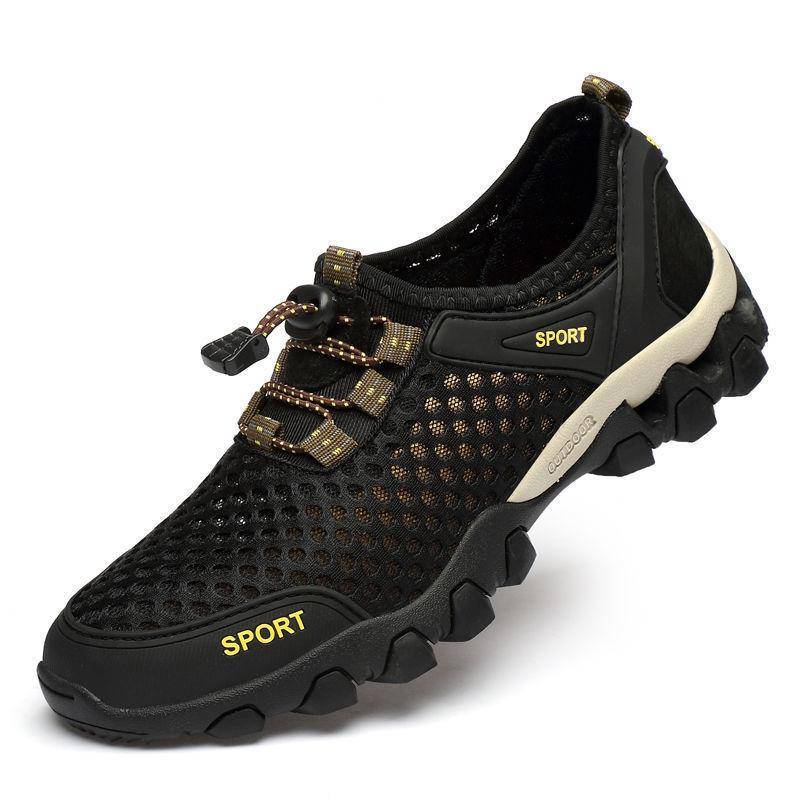 Sommer Herren Mesh Sportschuhe Mode Bergsteigen Atmungsaktiv Leichte Anti Rutsch Schuhe Outdoor Reise Laufen Freizeitschuhe 43 schwarz von Joom DACH