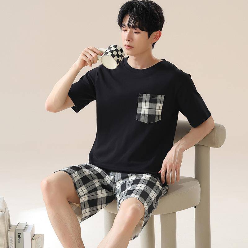 Sommer Herren Pyjama Homewear Set Coole Modal Sommer Kurzarm Shorts Große Größe Lose Herren Pyjama Homewear Set XL von Joom DACH
