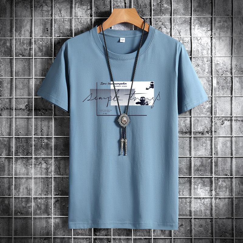 Sommer Herren Rundhals Baumwolle Kurzarm Mode Bedrucktes Casual Herren Lose Sport T-Shirt 2XL von Joom DACH