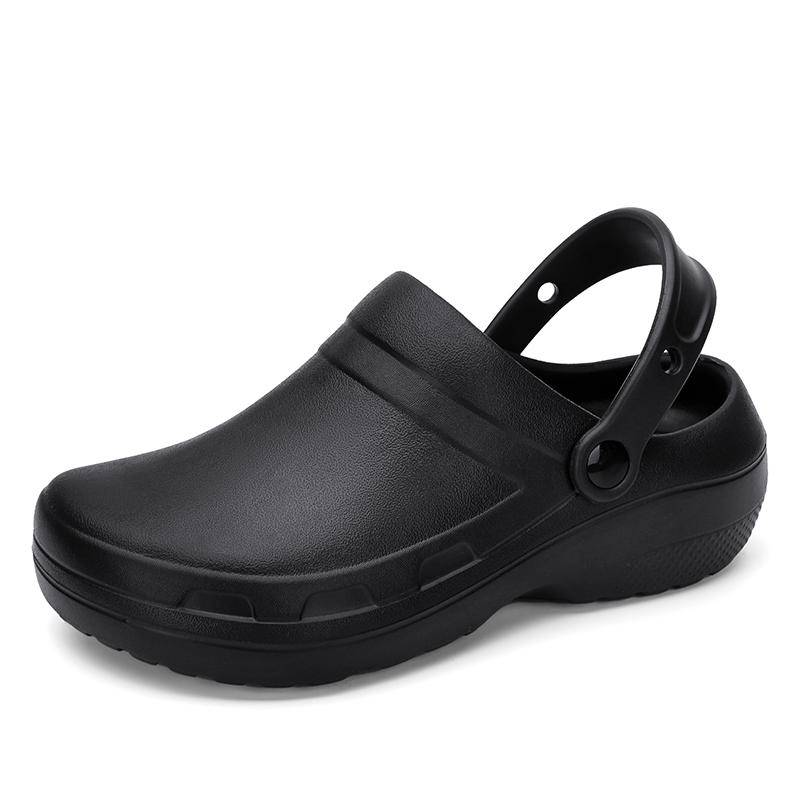 Sommer Herren Sandalen Casual Hausschuhe Wasserdicht Ölbeständig Krankenschwester Kochschuhe Atmungsaktiv Leicht Garten Sandalen Strand Aqua Schuhe 40-41 schwarz von Joom DACH