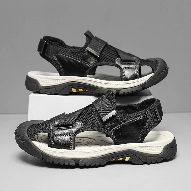 Sommer Herren Sandalen Echtes Leder Herren Freizeitschuhe Outdoor Herren Ledersandalen für Herren Strandschuhe Römische Herrenschuhe 45 von Joom DACH