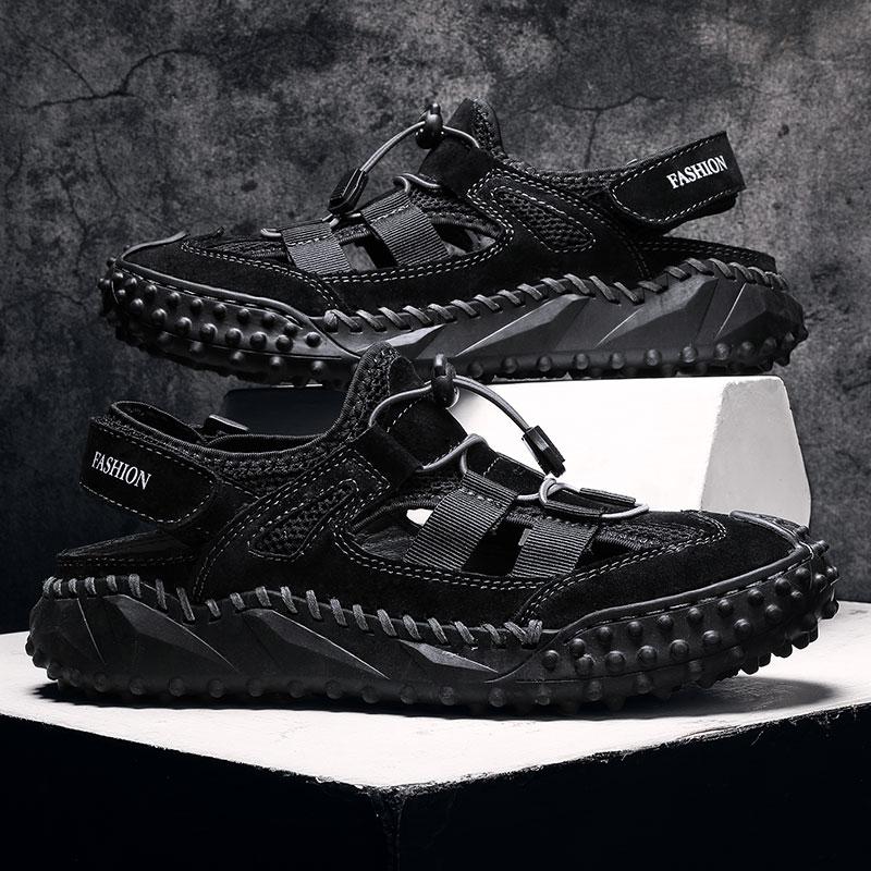 Sommer Herren Sandalen Echtes Leder Herren Freizeitschuhe Outdoor Herren Ledersandalen für Herren Strandschuhe Römische Herrenschuhe 46 von Joom DACH