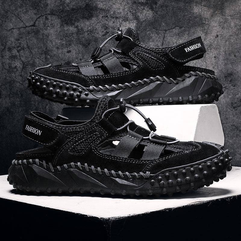 Sommer Herren Sandalen Echtes Leder Herren Freizeitschuhe Outdoor Herren Ledersandalen für Herren Strandschuhe Römische Herrenschuhe 46 von Joom DACH