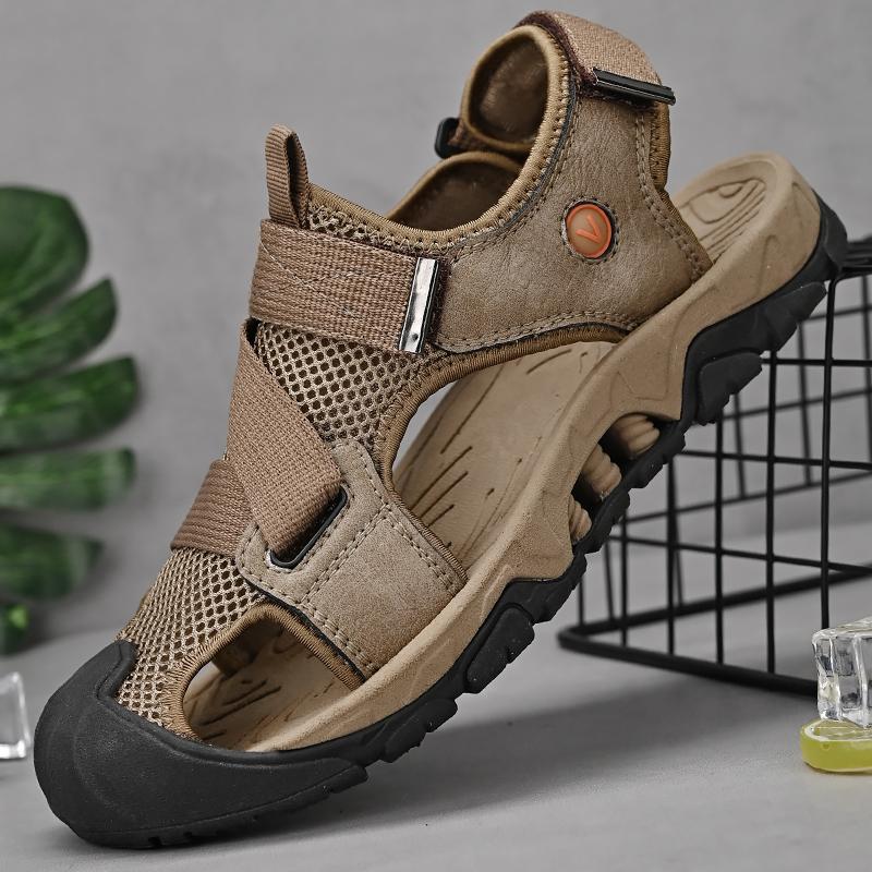 Sommer Herren Sandalen Echtes Leder Herren Freizeitschuhe Outdoor Herren Ledersandalen für Herren Strandschuhe Römische Herrenschuhe 46 von Joom DACH