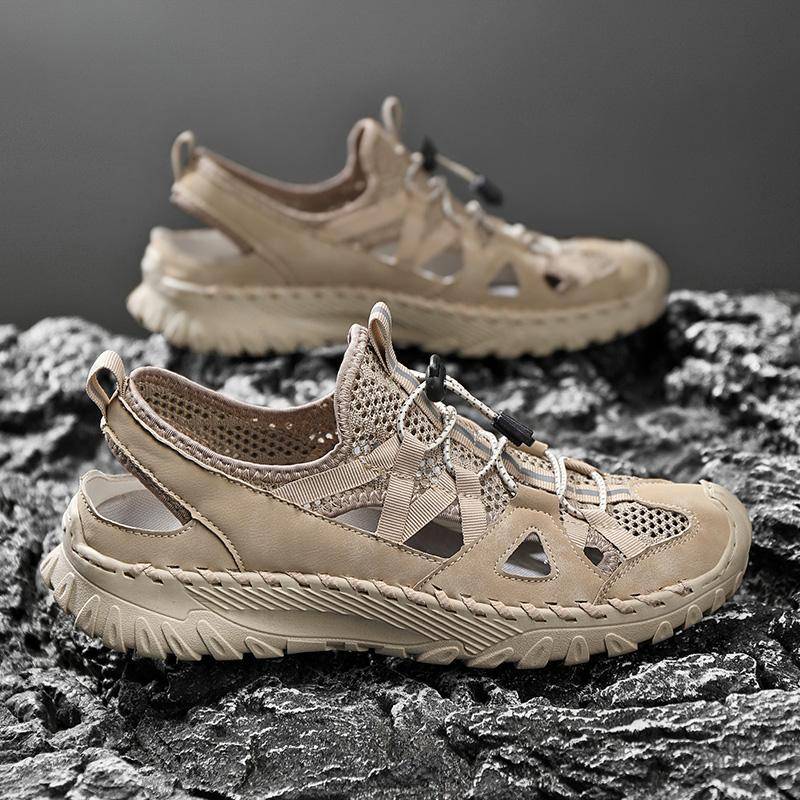 Sommer Herren Sandalen Echtes Leder Herren Freizeitschuhe Outdoor Herren Ledersandalen für Herren Strandschuhe Römische Herrenschuhe 46 von Joom DACH