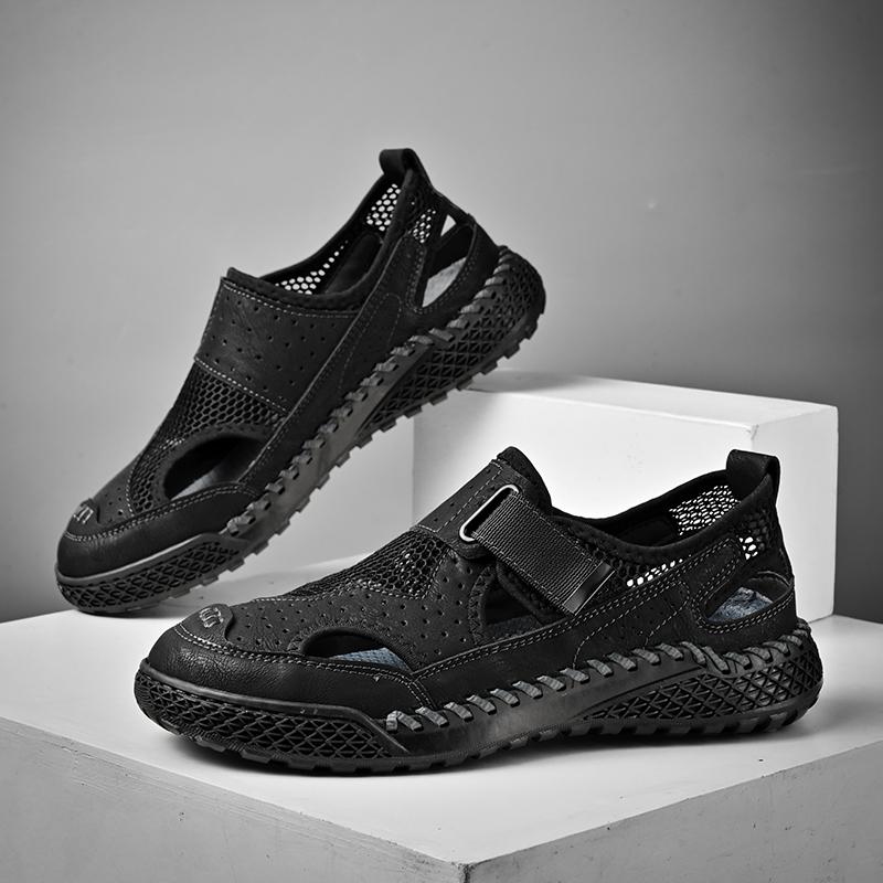 Sommer Herren Sandalen Echtes Leder Herren Freizeitschuhe Outdoor Herren Ledersandalen für Herren Strandschuhe Römische Herrenschuhe 46 von Joom DACH