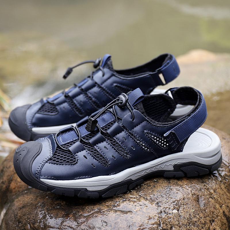 Sommer Herren Sandalen Echtes Leder Herren Freizeitschuhe Outdoor Herren Ledersandalen für Herren Strandschuhe Römische Herrenschuhe 46 von Joom DACH