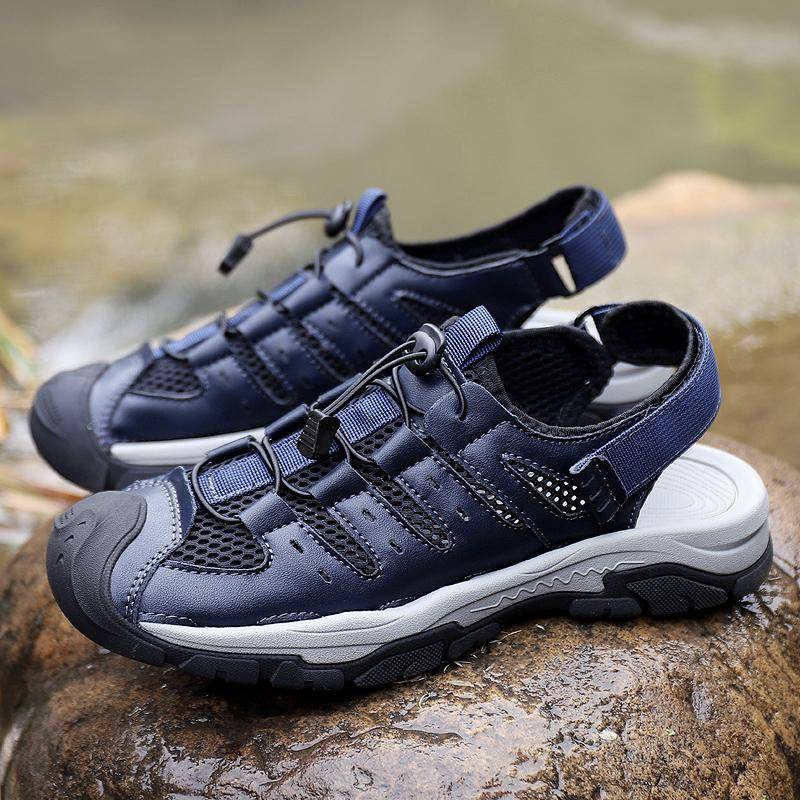 Sommer Herren Sandalen Echtes Leder Herren Freizeitschuhe Outdoor Herren Ledersandalen für Herren Strandschuhe Römische Herrenschuhe 46 von Joom DACH