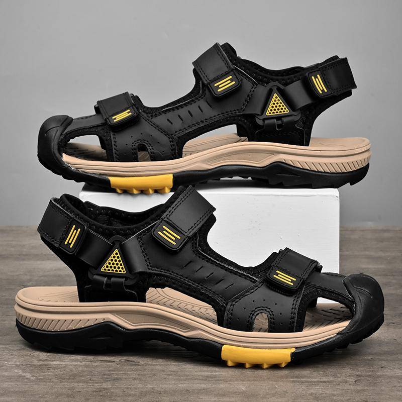 Sommer Herren Sandalen Echtes Leder Herren Freizeitschuhe Outdoor Herren Ledersandalen für Herren Strandschuhe Römische Herrenschuhe 48 von Joom DACH