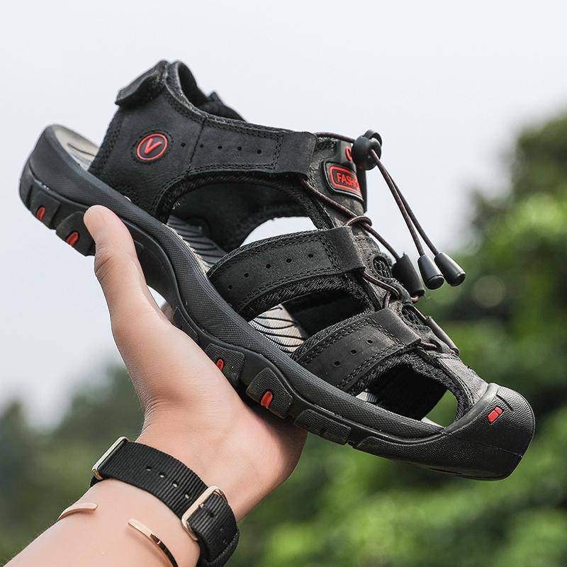 Sommer Herren Sandalen Leder Herren Freizeitschuhe Atmungsaktive Outdoor Sandalen für Herren Strandschuhe Hausschuhe Mode Römische Schuhe 41 von Joom DACH