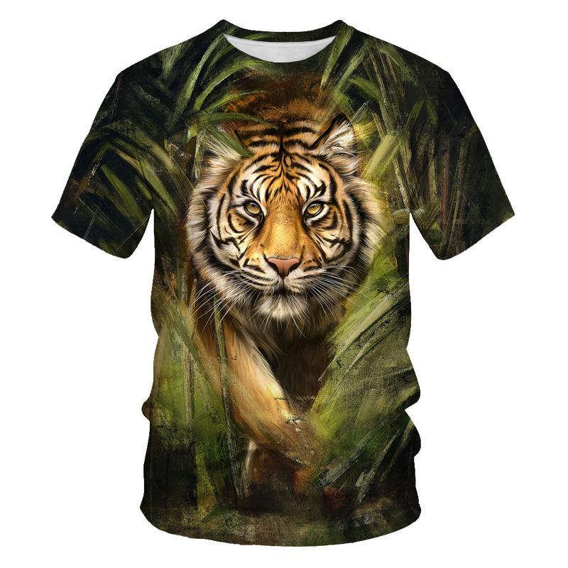 Sommer Herren T-Shirt 3D-Druck Tees Tiger Löwe Lose Rundhals Kurzarm Tops Herrenbekleidung XL von Joom DACH