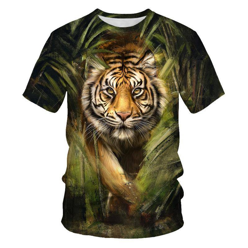 Sommer Herren T-Shirt 3D-Druck Tees Tiger Löwe Lose Rundhals Kurzarm Tops Herrenbekleidung XL von Joom DACH