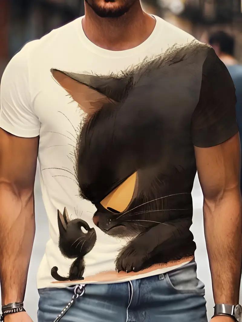 Sommer Herren T-Shirt Tier Niedlich Katzendruck Rundhals Kurzarm T-Shirt Street Trend Tops Übergroße Männerkleidung T-Shirt Für Männer 5XL von Joom DACH