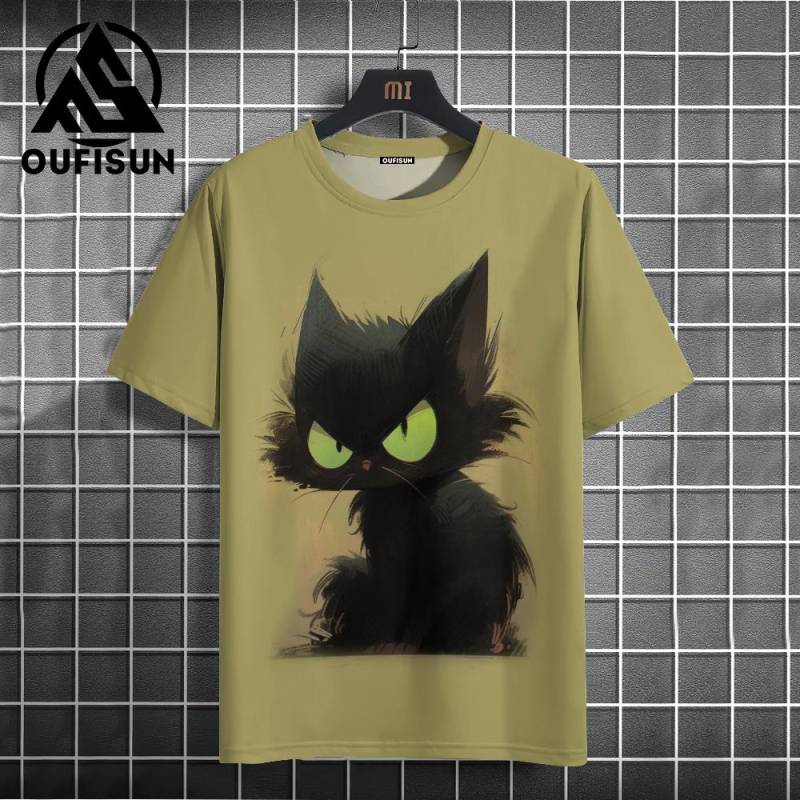 Sommer Herren T-Shirt Tier Niedlich Katzendruck Rundhals Kurzarm T-Shirt Street Trend Tops Übergroße Männerkleidung T-Shirt Für Männer L von Joom DACH