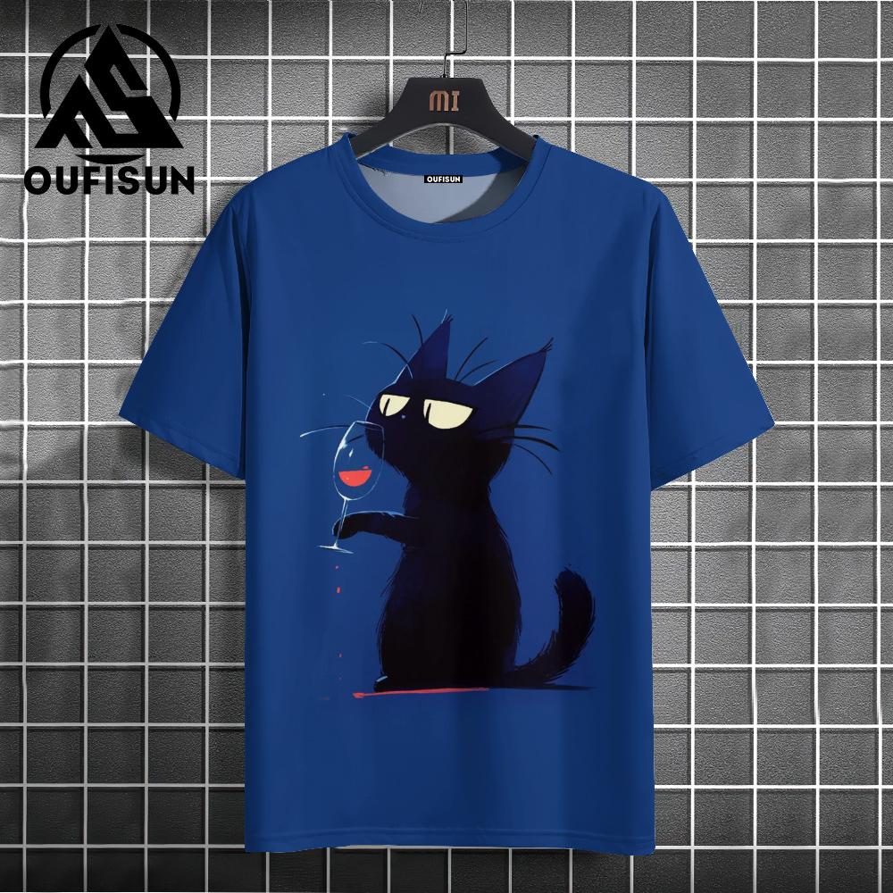 Sommer Herren T-Shirt Tier Niedlich Katzendruck Rundhals Kurzarm T-Shirt Street Trend Tops Übergroße Männerkleidung T-Shirt Für Männer M von Joom DACH